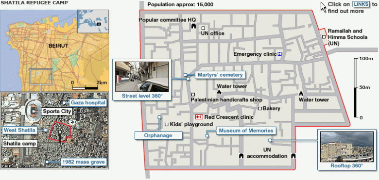 Un mapa del campamento de Chatila (BBC UK)