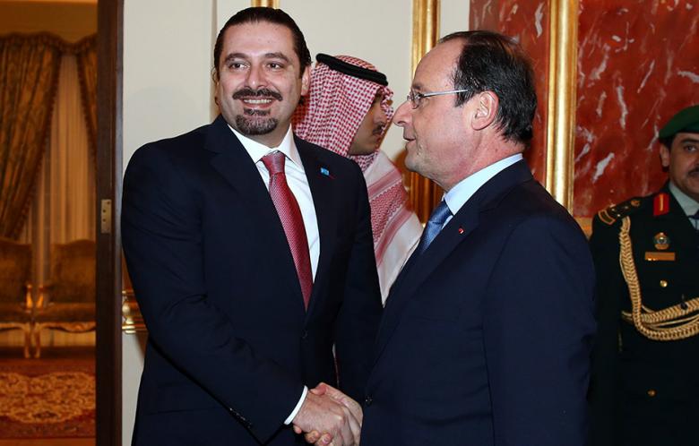 Saad Hariri, líder del Movimiento del Futuro, con el presidente francés Hollande